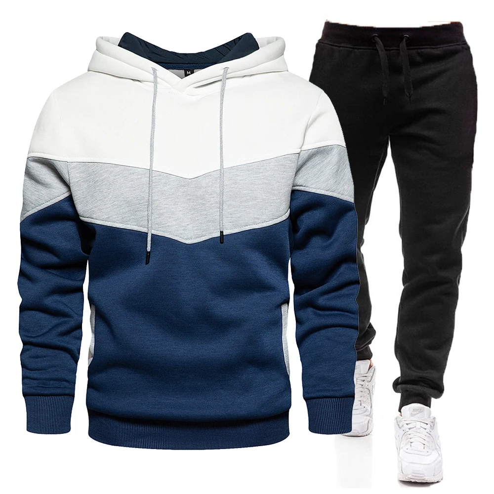 

Autumn/Winter Men's Hoodie Casual Spliced Warm Hoodie Street Fashion Men's Jogging Sports Hoodie