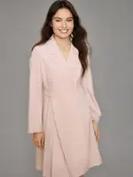DUSHU【2 Length 2 Color】Women Suit Dress Notched Collar Spring Long Sleeve Pink Dresses Mid-Calf Black Dress 25DS81202+25DS81208
