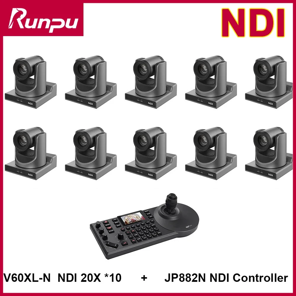 Kit telecamera per videoconferenze 1- 10pcs 1080P telecamera PTZ NDI Zoom 20X con rilevamento automatico Ai e controller per telecamera IP POE NDI Ptz da 1pc