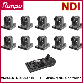 Kit telecamera per videoconferenze 1- 10pcs 1080P telecamera PTZ NDI Zoom 20X con rilevamento automatico Ai e controller per telecamera IP POE NDI Ptz da 1pc