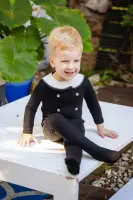 Tenues en coton pour enfants Ali Plus 2026 SS Sailor Maxi avec broderie et col blanc amovible, vêtements assortis pour filles et garçons 4