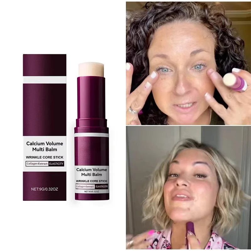 Calcium Volume Multi Balm Korean Skincare Stick,Face & Eye Cream,Collagen Deep Moisturizing Anti-Wrinkle,Suitable for Pre Makeup