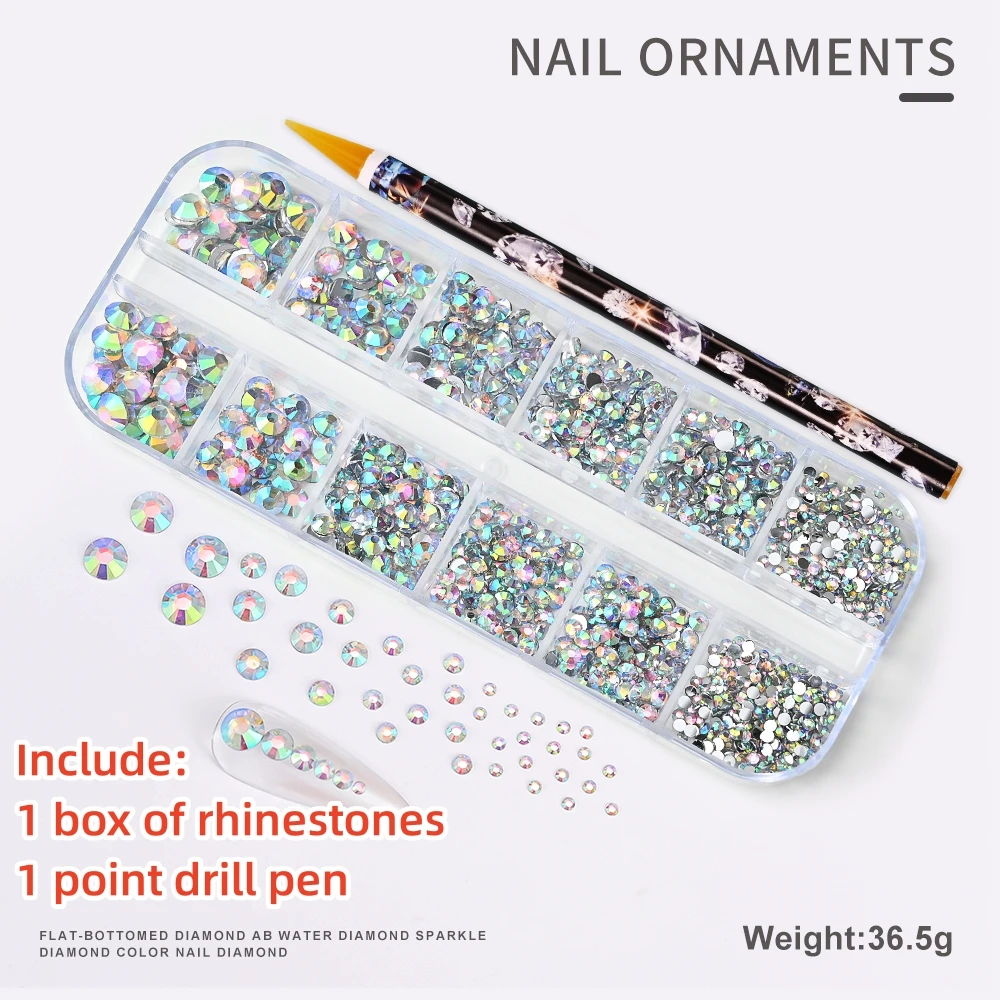 Sparkling Crystal Nail Art Rhinestones Kit with Tools
