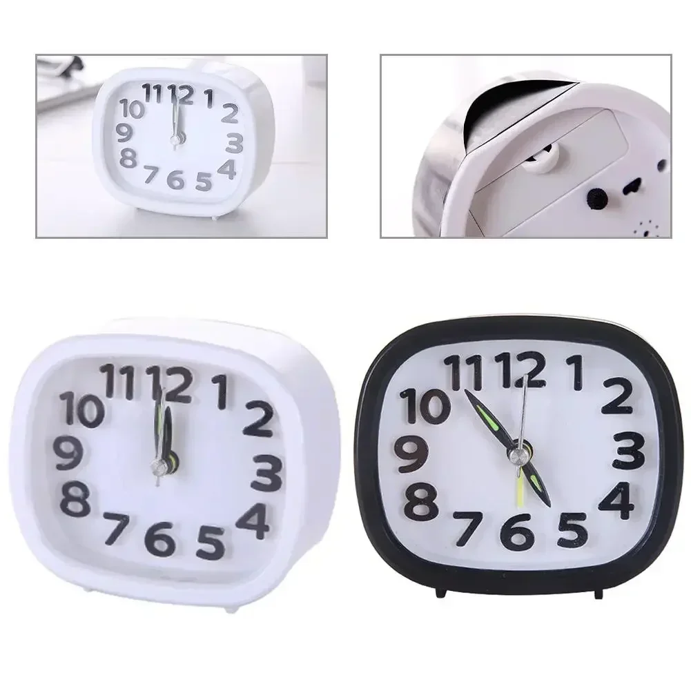 Alarm Clock Clock Alarm Battery Bedside Clock Clocks Night Operated Quartz Rectangle Silent Bedside Clocks Black 6