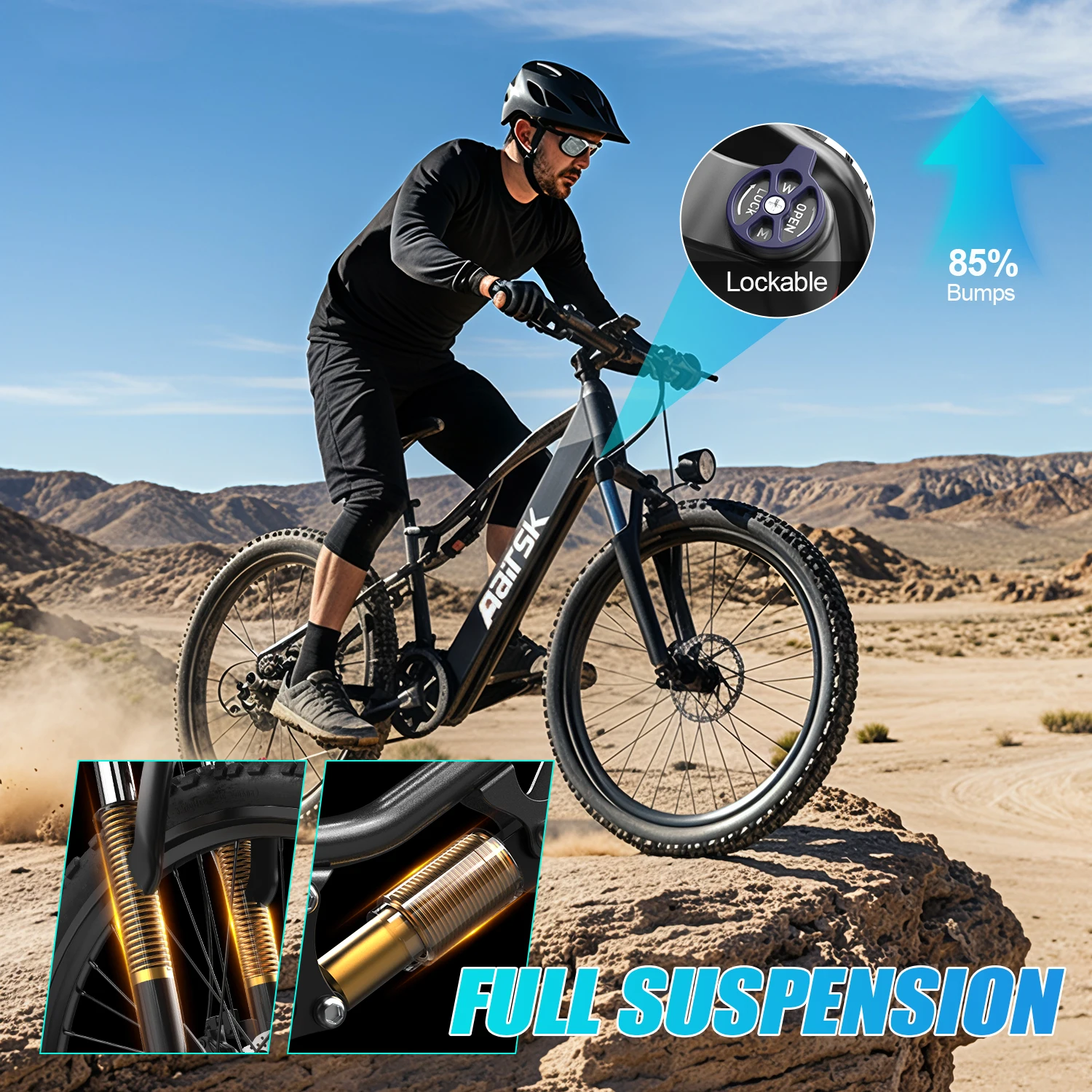 Bicicletta elettrica fuoristrada da montagna per adulti a sospensione completa Urban Ebike Aairsk XT90 1500W 48V 20Ah Bici elettrica per pneumatici da 26 * 2,6 pollici - immagine 4