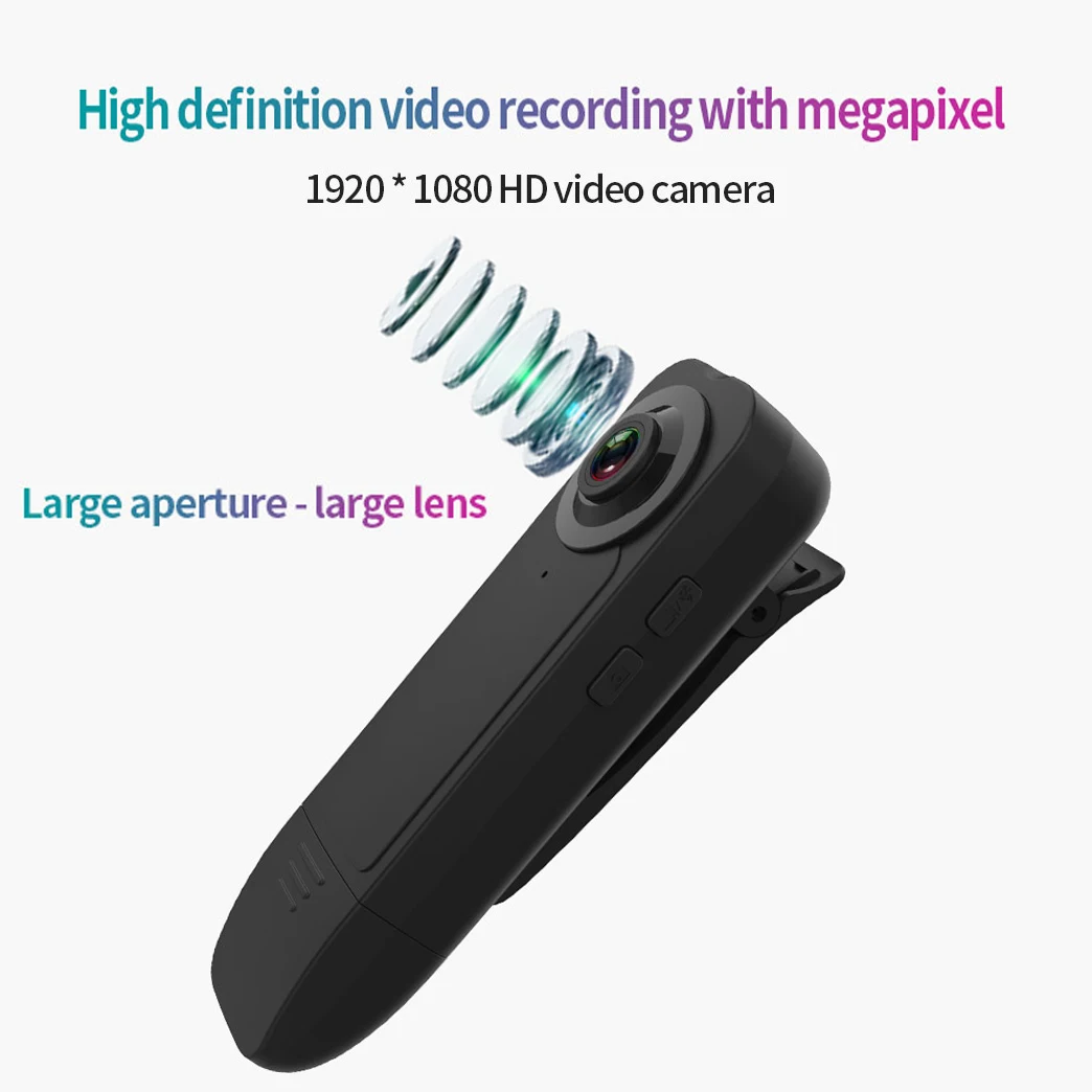 Мини-камера с карманным зажимом Bodycam Micro DV Цифровая видеокамера со встроенным аккумулятором HD для записи встреч и бега