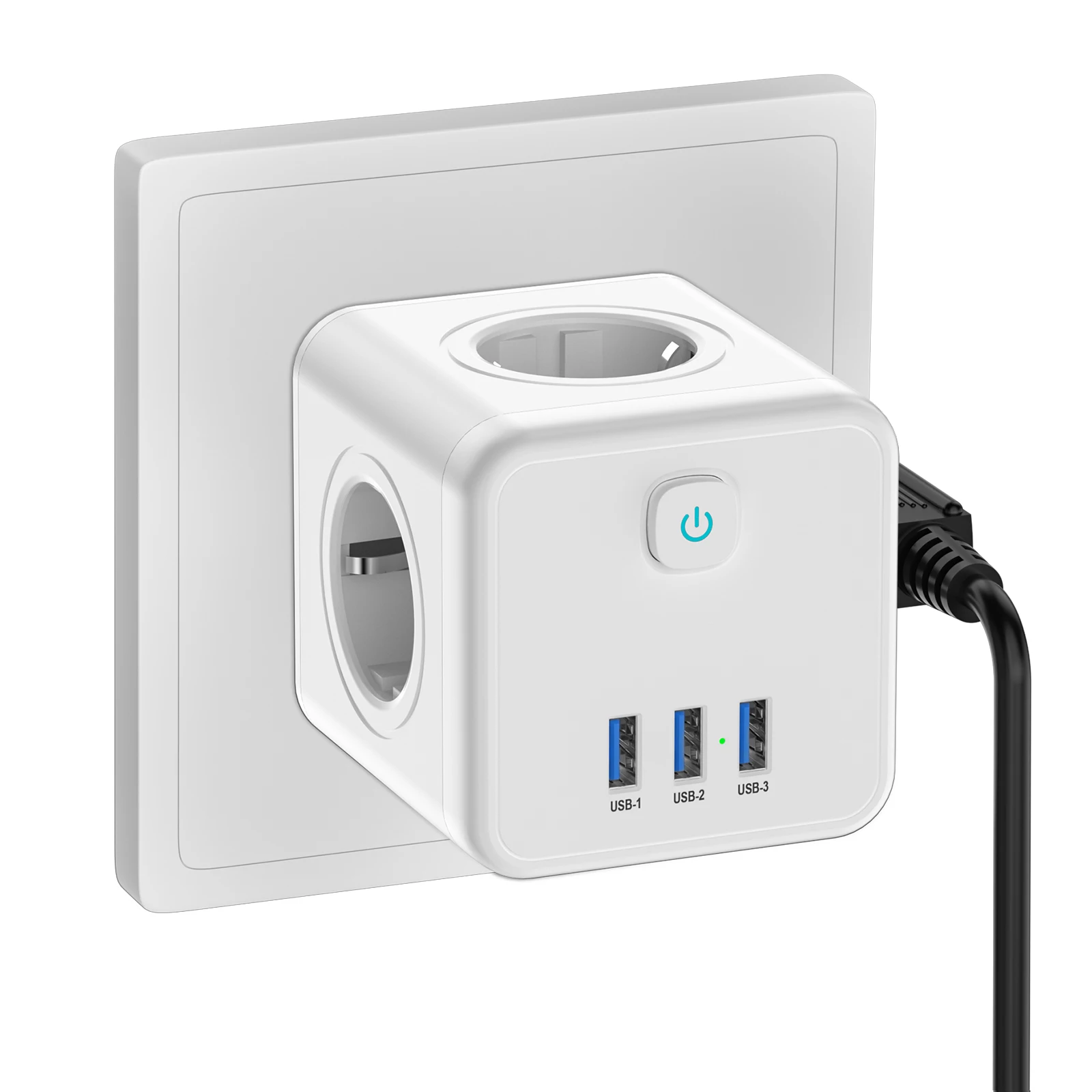 4000W EU USB 플러그 전원 스트립 4 AC 콘센트 3USB 충전기 빠른 다중 어댑터 확장 전기 소켓 큐브 벽 스위치