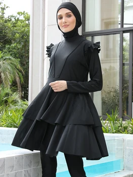 3PCS/Set Muslim Swimwear Burkini Women Modest Hijab Long Sleeves Sport Swimsuit Islamic Bathing Suit