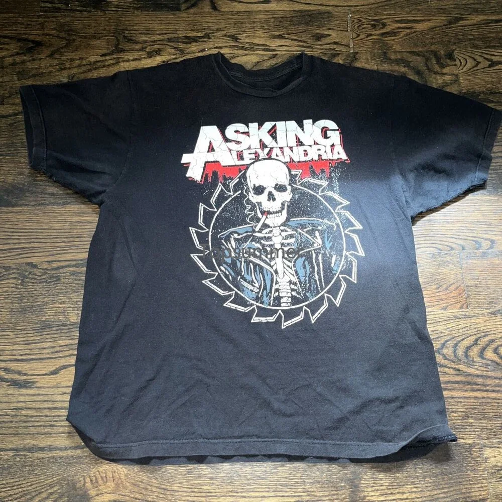 

Pre Owned Asking Alexandria - Black T Shirt Large Skeleton Saw Blade