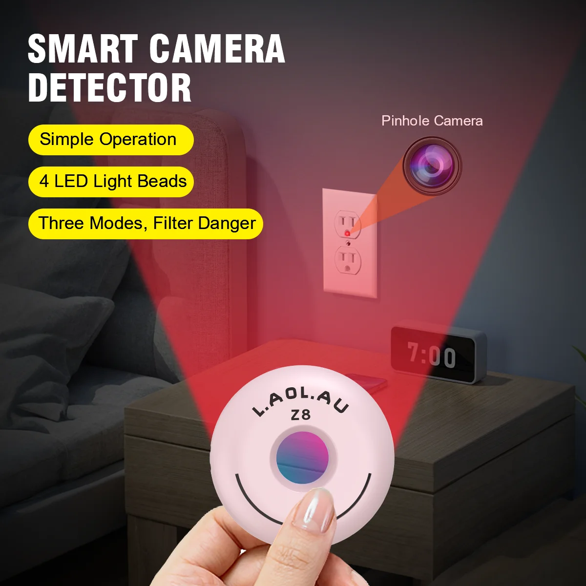 Z8 Rechargeable Camera Detector for Anti Candid Security Protection Mini Pinhole Hidden Camera Lens Detect Gadget Hotel Peeping hidden camera detector infrared camera detector camera detector