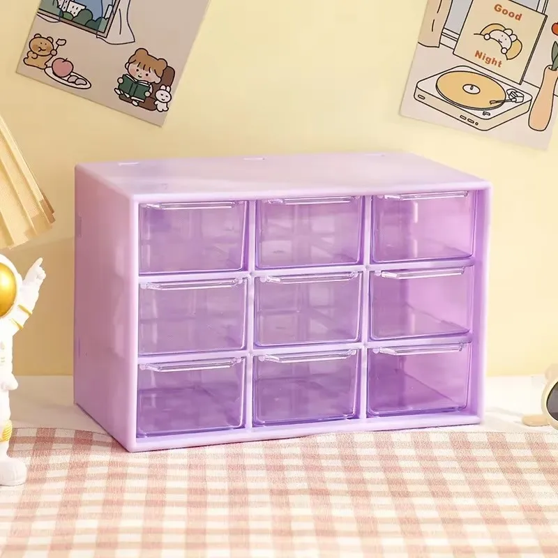 Transparent Desk Organizer with 9 Compartments and Mini Drawers for Optimal Workspace Storage