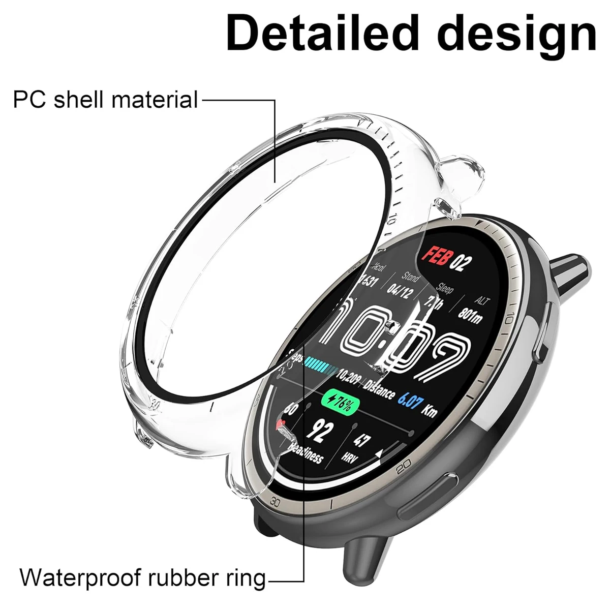 Amazfit Active 2 (A2437) 용 PC 중공 케이스 Huami Amazfit Active2 Shell 용 보호대 Samrt 시계 스트랩 베젤 링 커버 범퍼
