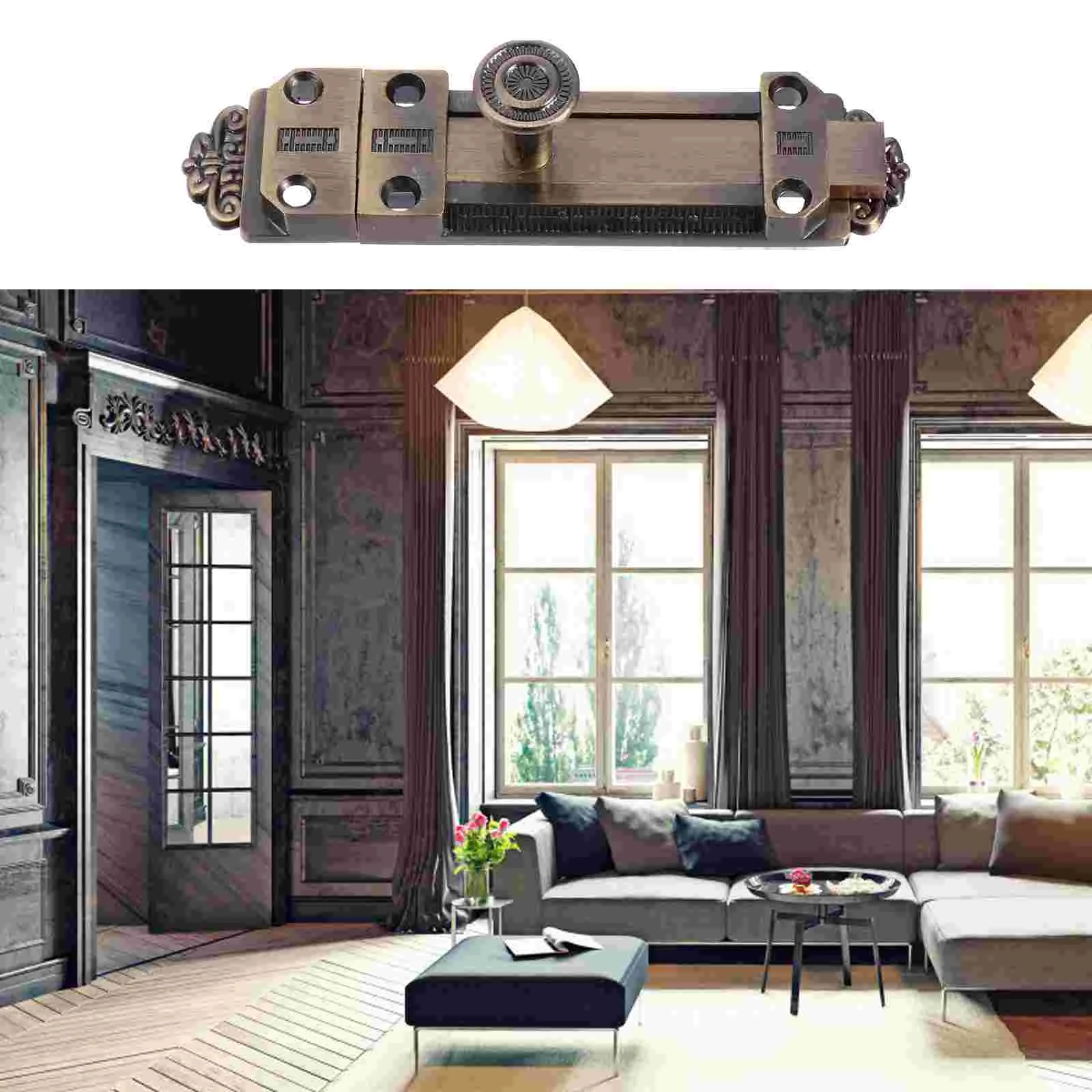 Vintage Solid Bronze Style Zinc Alloy Door Lock Security Sliding Bolt