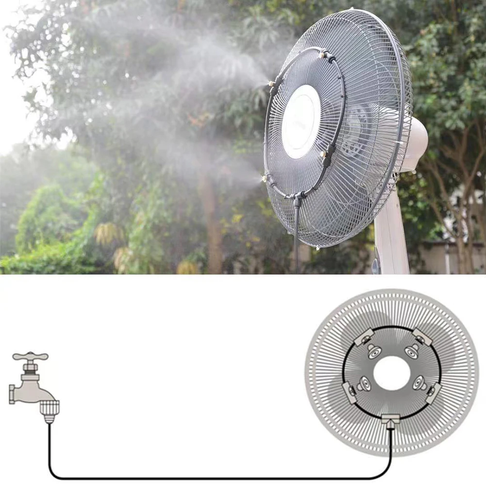 16 Inch Outdoor Fan Cooling Misting System Portable Spray Sprinkler Mist Kit Water Fog Sprayer Outdoor Garden Patio Nebulizer