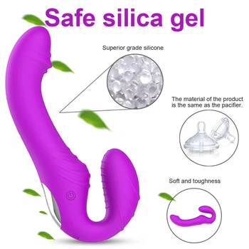 Vibrating Strapless Double Head Vibrators Strap-on Dildo for Couples Lesbian G-Spot Clitoris Stimulate Erotic Sex Toys For Women 4
