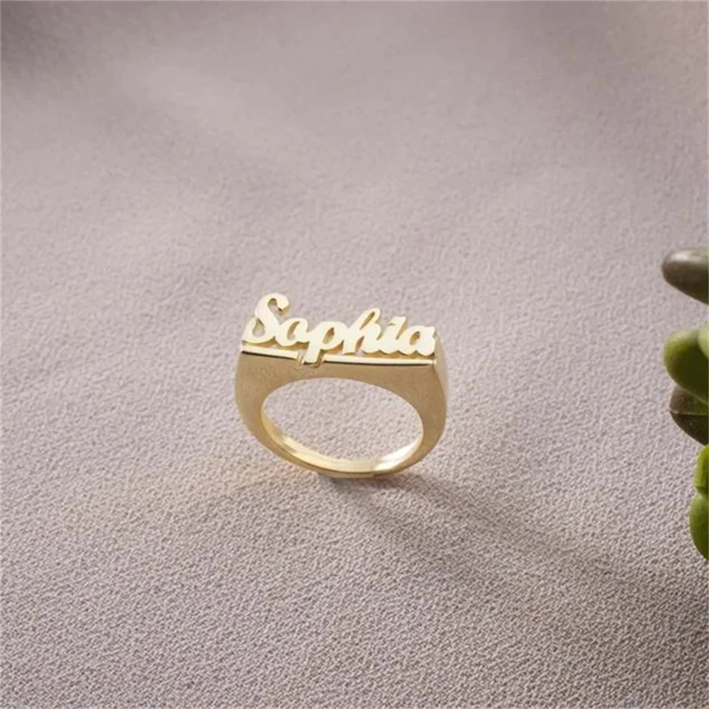 Private customization of stainless steel name ring, personalized and minimalist fashion ring, birthday gift for friends and fami