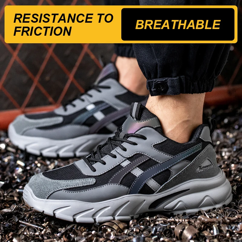 Breathable Safety Shoes Men Work Safety Boots Kevlar Puncture Proof Boots Men Work Shoes Indestructible Shoes Men Boots Sneakers