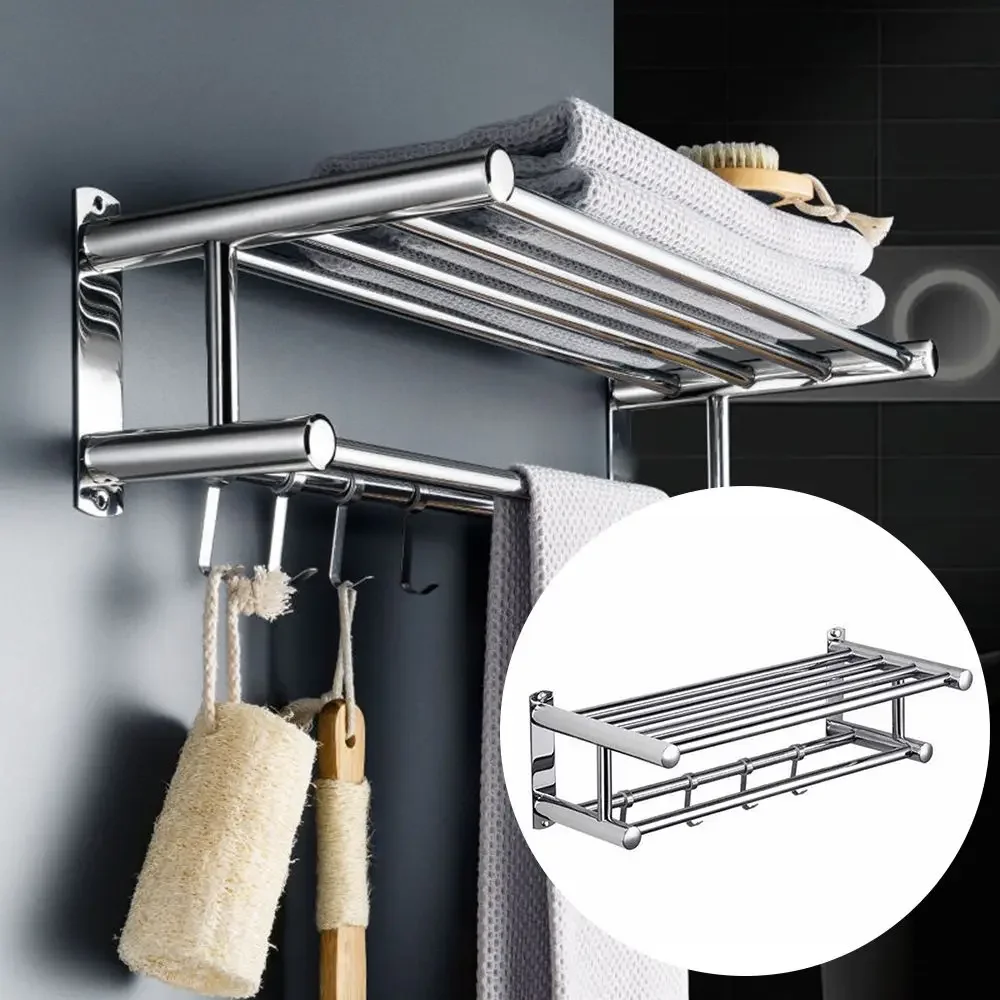 Towel Rack Bath Holder Bathroom Accessories Wall Mount Shower Hanger Towel Bar Storage Shelf Hook towel rack
