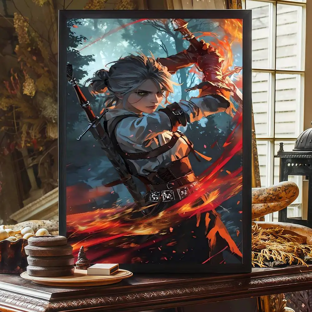 Vintage Anime Witcher Wall Art Poster - Classic White Kraft Paper Decor