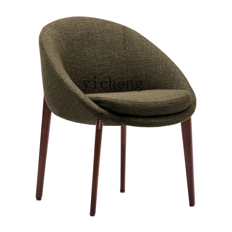 

YY Home Small Apartment Fabric Restaurant Backrest Chair Wooden Lounge Chair