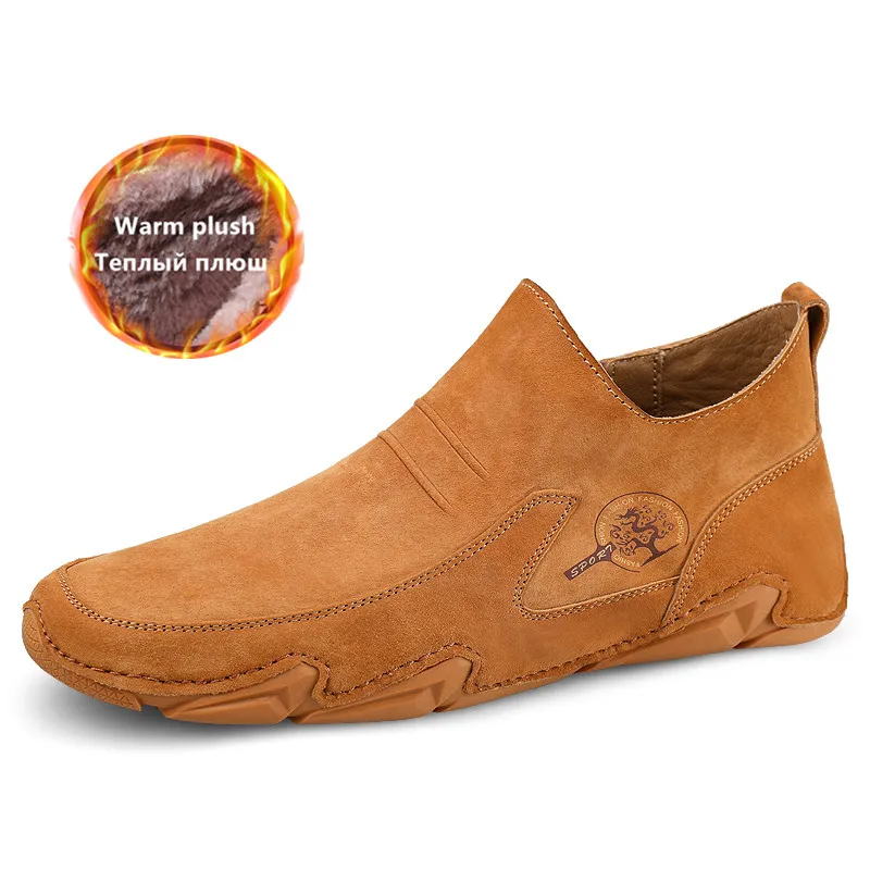 

Мужские зимние ботинки из натуральной кожи, с мехом