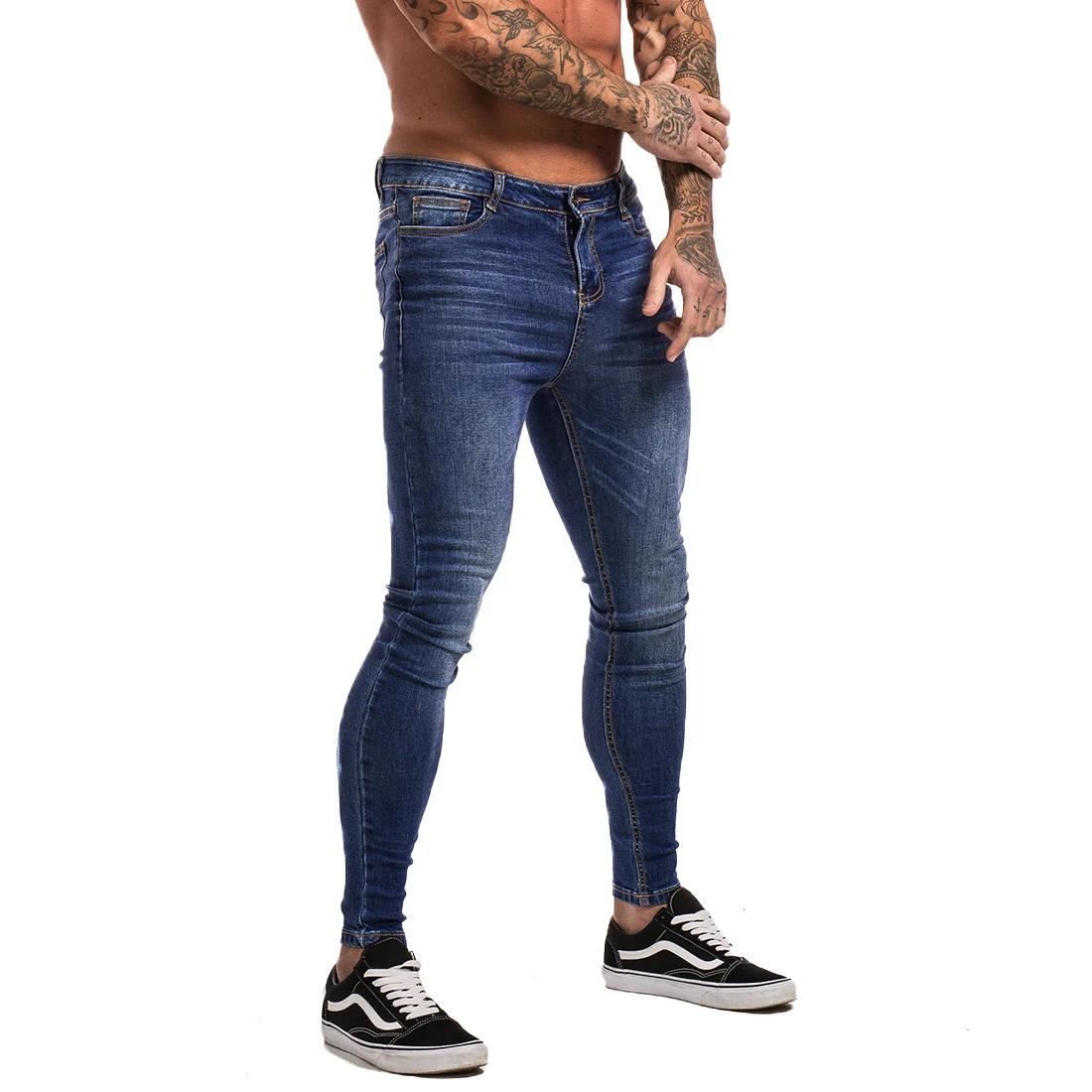 Mens Super Skinny Jeans Tight Ankle