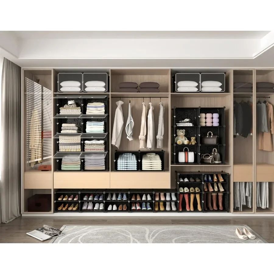 Shoe Rack 8 Tier Shoe Storage Cabinet 32 Pair Plastic Shoe Shelves Organizer for Closet Hallway Bedroom Entryway