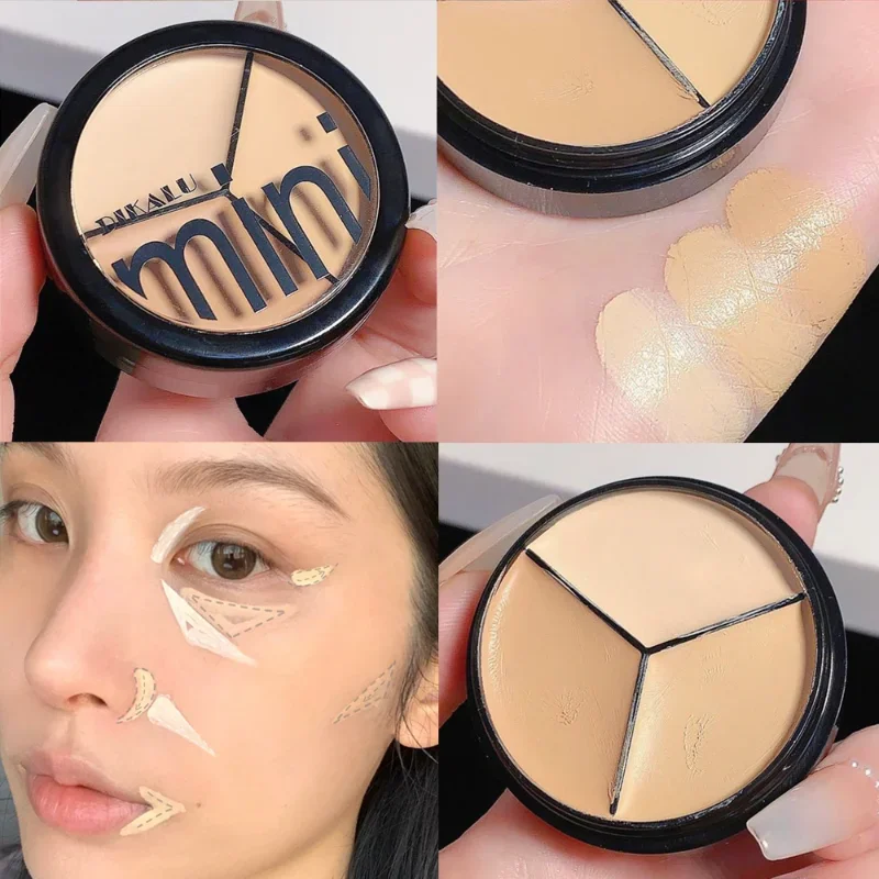 

3-Color Concealer Palette Face Contouring Brightening Concealer Makeup Waterproof Lasting Moisturize Cover Dark Circles Acne