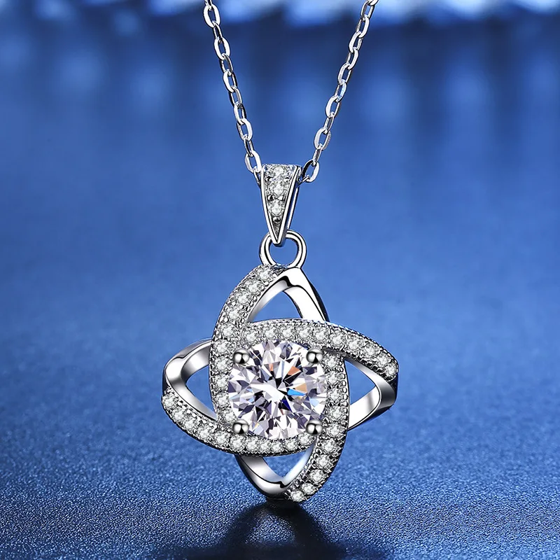 925 Platinum Plating Sterling Silver 1 CT VVS1 Real Moissanite Gemstone 18K White Leaf Pendent Necklace Fine Jewelry With GRA