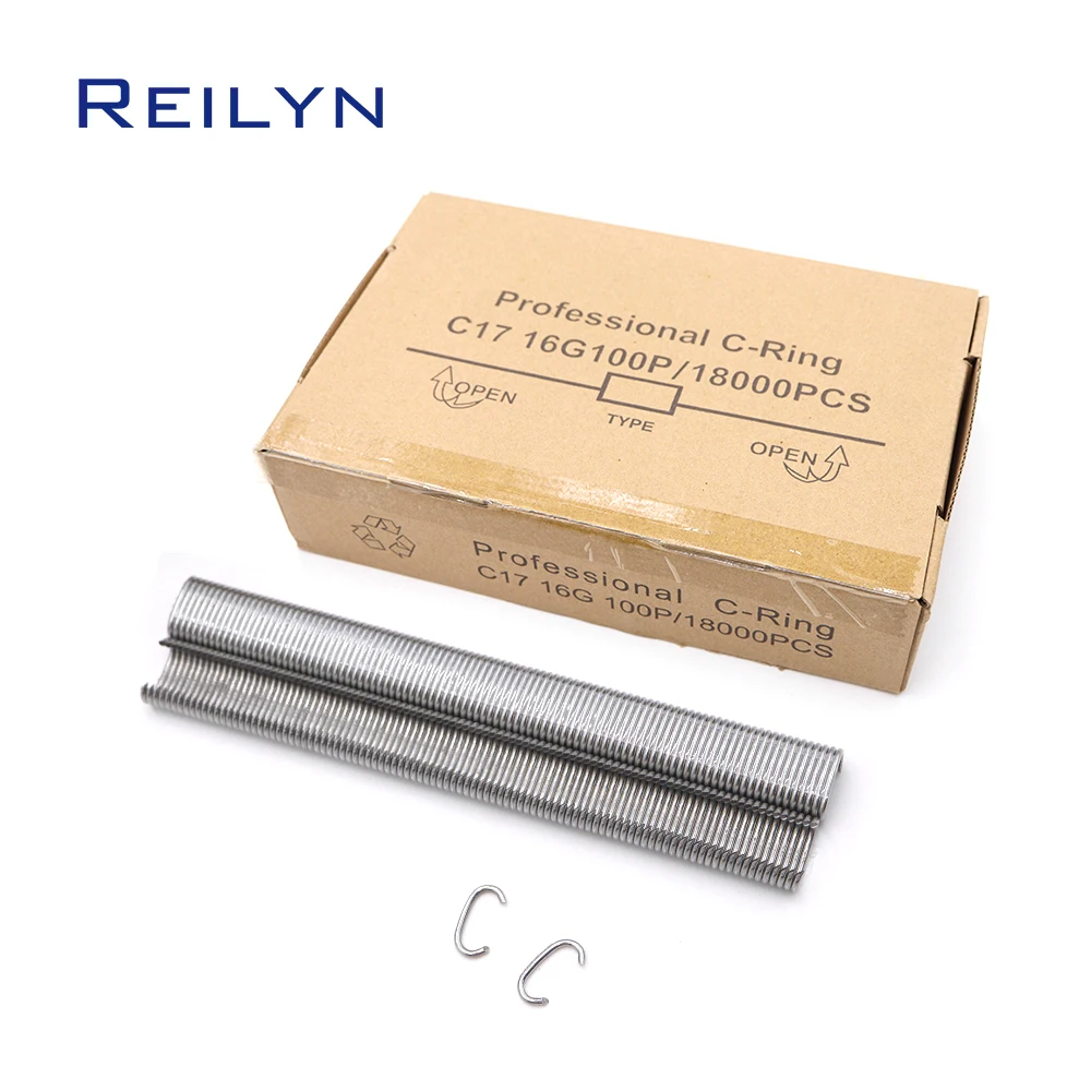 C-Ring nails 1000PCS 17mm 24mm Stainless Steel Professional Pneumatic C ring nail Hog ring nail for SC7E SC7C SC760 Air Gun pneumatic nails staples