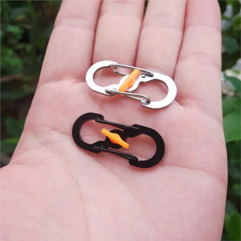 Outdoor Camping S Type Carabiner With Lock Mini Keychain Hook Anti-Theft Outdoor Camping Backpack Buckle Key-Lock Tool 1/5/10Pcs carabiner clips keychain carabiner
