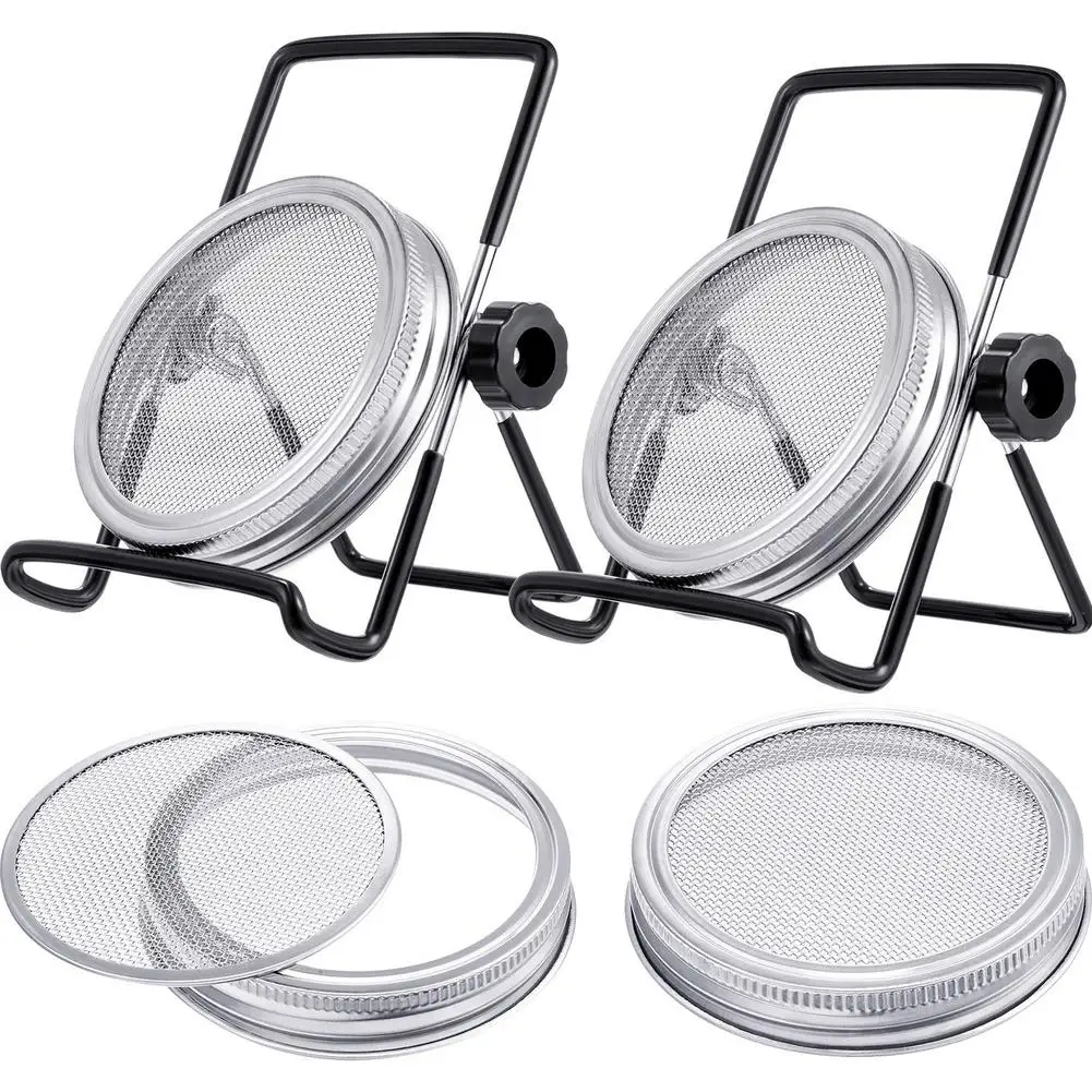 

Seed Sprouter Germination Cover Kit Sprouting Mason Jars With 2 Pack Stainless Steel Sprouting Stands For Wide Mouth Mason Jars