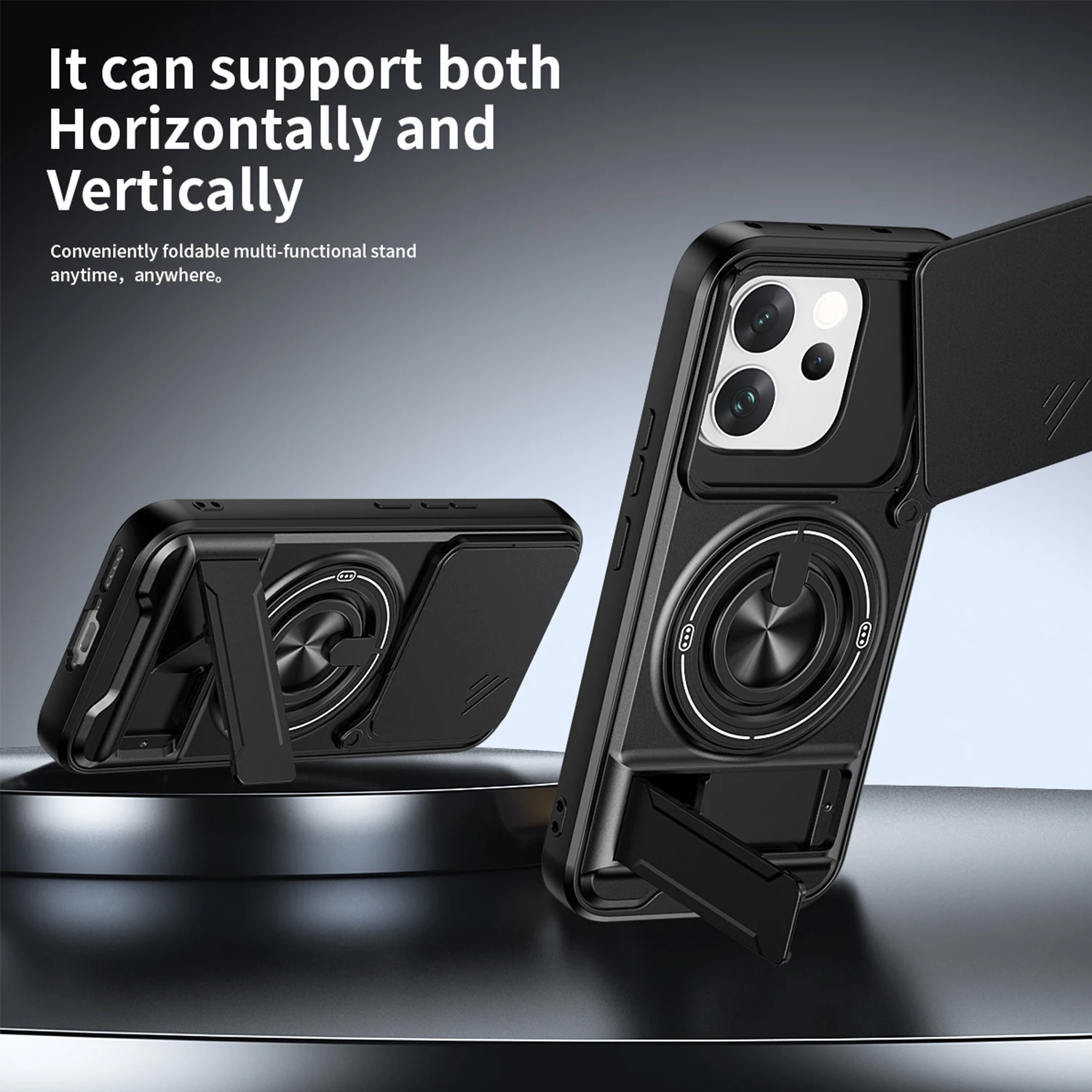 Versatile Magnetic Car Ring Holder and Full Mirror Kickstand Case