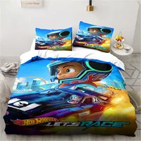 3D Hot Wheels Racing printed bedding set pillowcase quilt cover bedspread set children's room bedding set luxury birthday gift 1