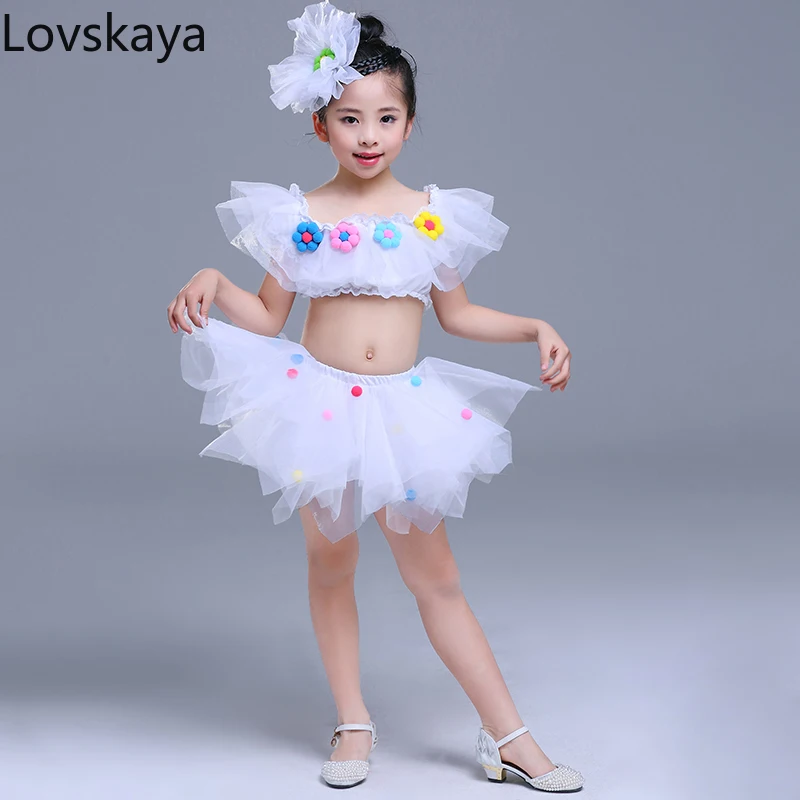 

girl performance white carpet dress children's Princess Dress performance chorus dance costumes