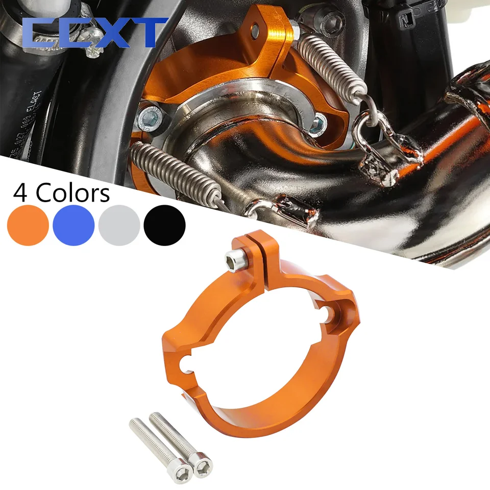NiceCNC Orange Anodized Aluminum Pipe Flange Guard Clamp – For KTM 250/300 XC, SX, EXC, XCW TPI (2017-2022)