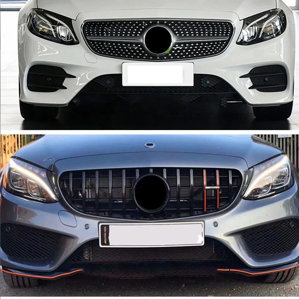 메르세데스 C-클래스 W205 S205 C205 2014-2021 GT 다이아몬드 메쉬 프론트 범퍼 그릴 AMG 스타일 맞춤형 자동차 외부 액세서리