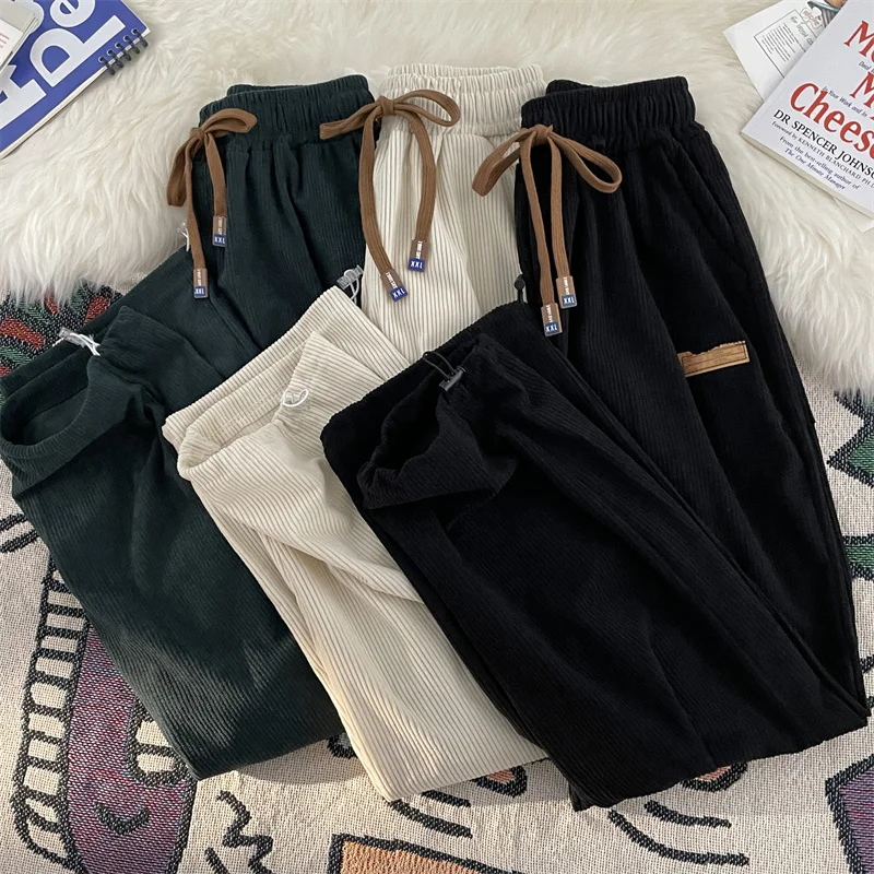 

Autumn and Winter Fleece Warm Corduroy Pants Men Stretch Thick Elastic Waist Fluff Pant Korean Classic Trousers Male Brand H01