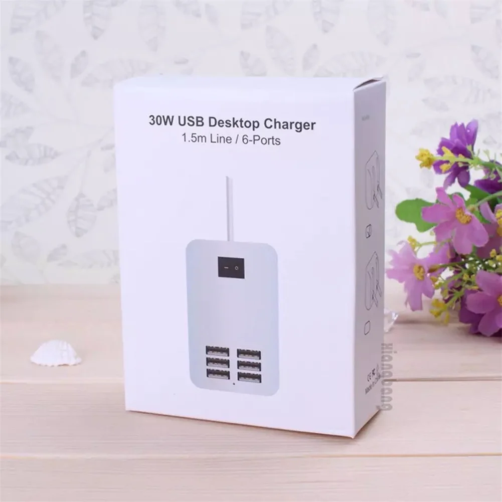 멀티 포트 USB 충전 스테이션 허브 어댑터, 스마트폰 태블릿 노트북용 USB 분배기, 6 in 1, 30W