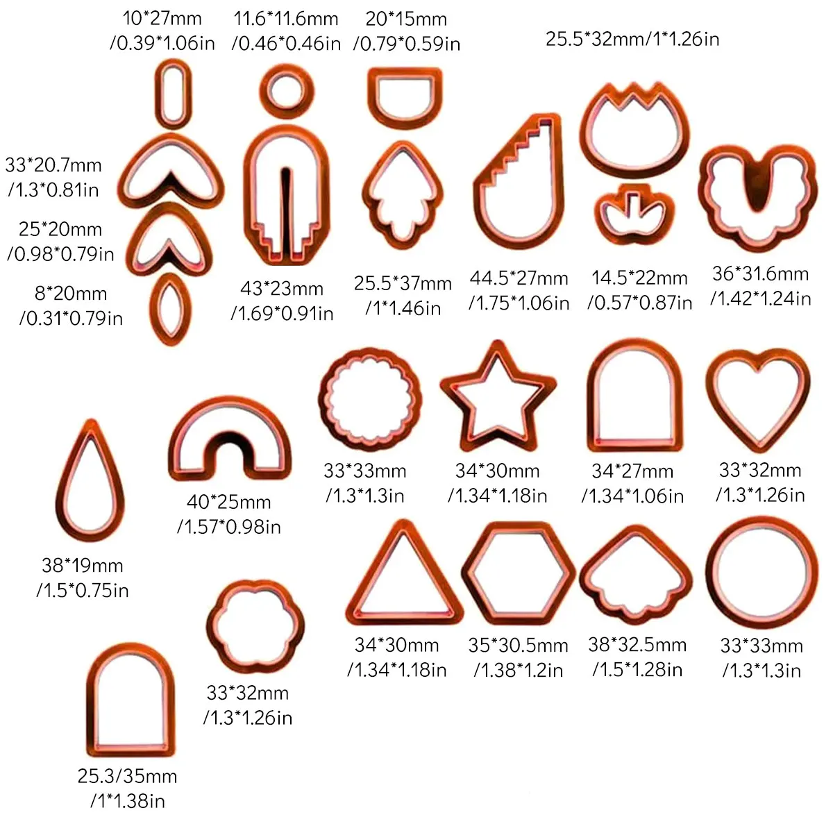24pcs Rust red