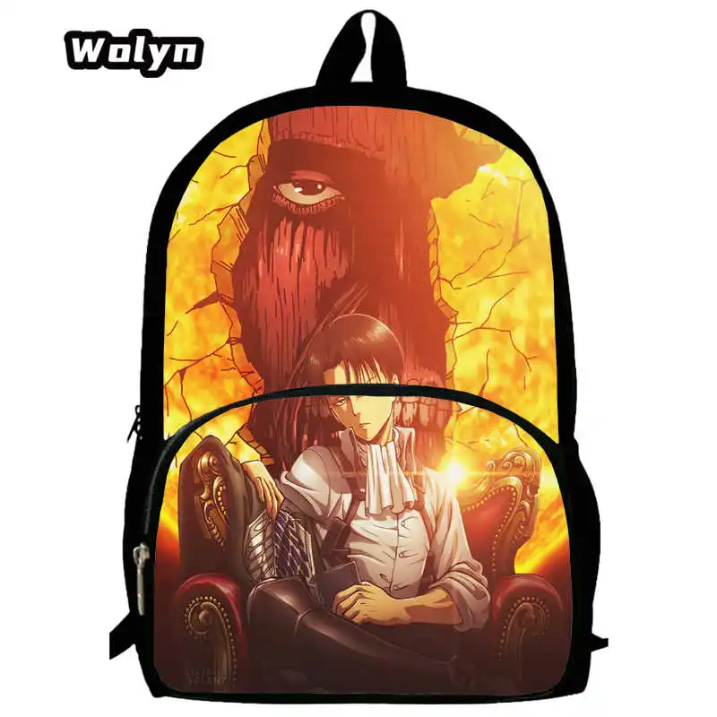Mochila Attack on Titan School Backpack for Grade1-3,Cartoon School Bags for Boys ,Large&Durable School Satchel for Child