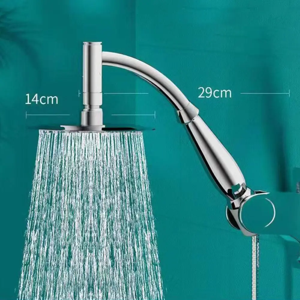 High Pressure Rainfall Shower Head Square Large Shower Head Extension Stainless Steel Curved Shower Extension