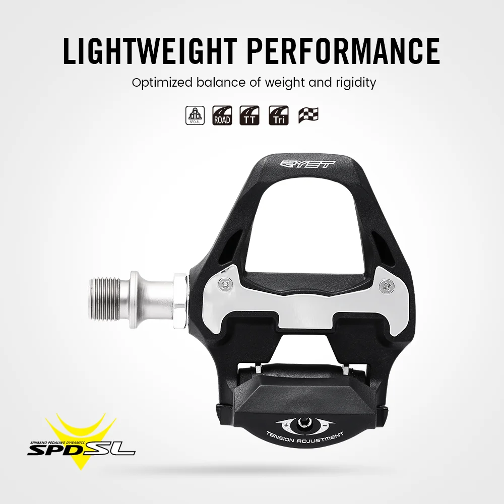 RYET PDR21 SPD-SL 클립리스 페달 295g CNC 알루미늄 셀프 잠금 플랫폼 페달 로드 MTB 사이클링 부품용 밀폐형 베어링