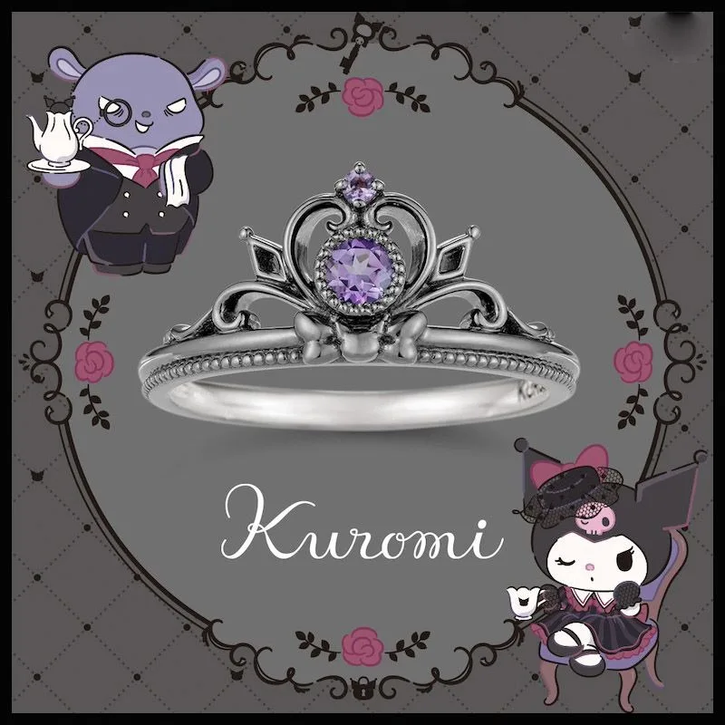 

Kawaii Sanrio аниме мультфильм Kuromi серия 925 серебро кольцо ювелирные изделия аксессуары модные Универсальные Baby Boy девочка фестиваль подарок