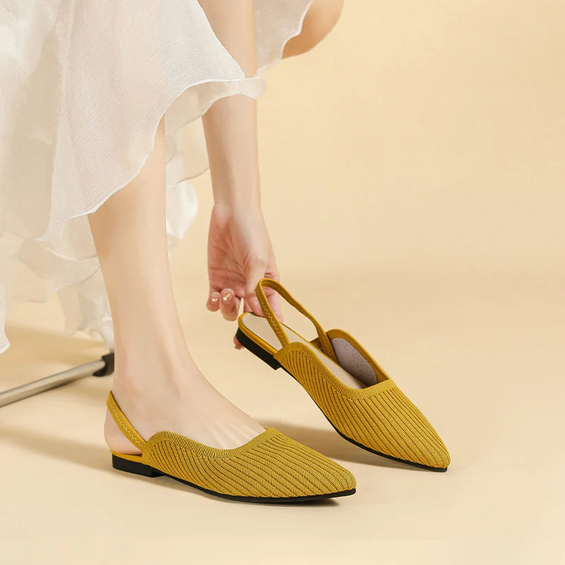 

41/42/43 большая женская обувь, Модные Остроносые тапочки, Уличная Повседневная Удобная мягкая вязаная Нескользящая дышащая обувь, новинка 2023