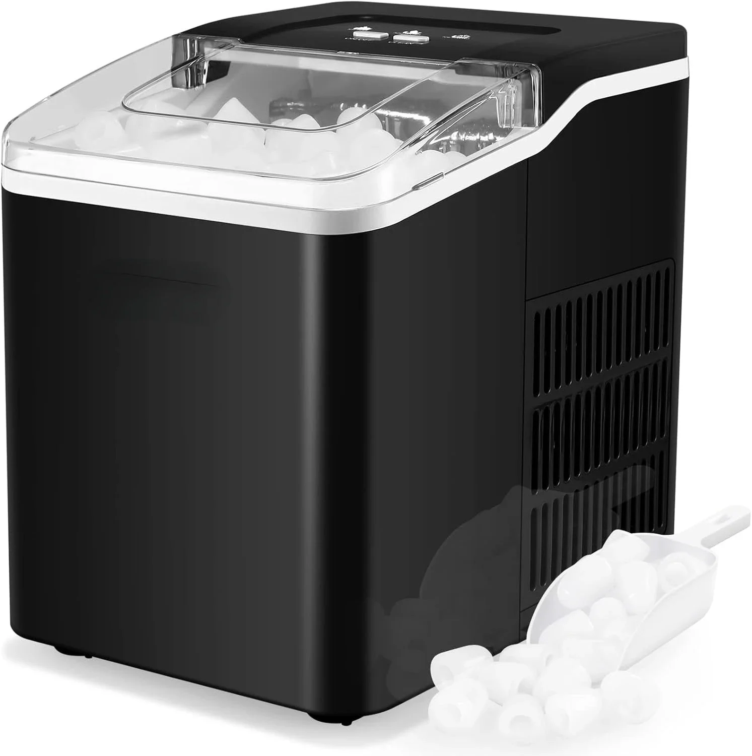 

Efficient Ice Maker Machine for Countertop, Quickly Produces 9 Ice Cubes in just 6-8 Minutes, 26.5 lbs of Ice per Day, Self-Clea