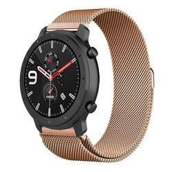 Magnetic Milanese Metal Wristband - 20mm & 22mm Strap Size - Amazfit Bip 3 Pro (Rose gold)