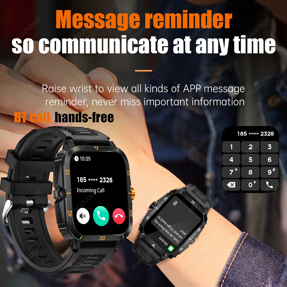 2024 Nieuwe Outdoor Smart Watch Mannen 1.96 Inch Scherm Bluetooth Call Sport Horloges Vrouwen 3atm Waterdichte Smartwatch Voor Zwemmen