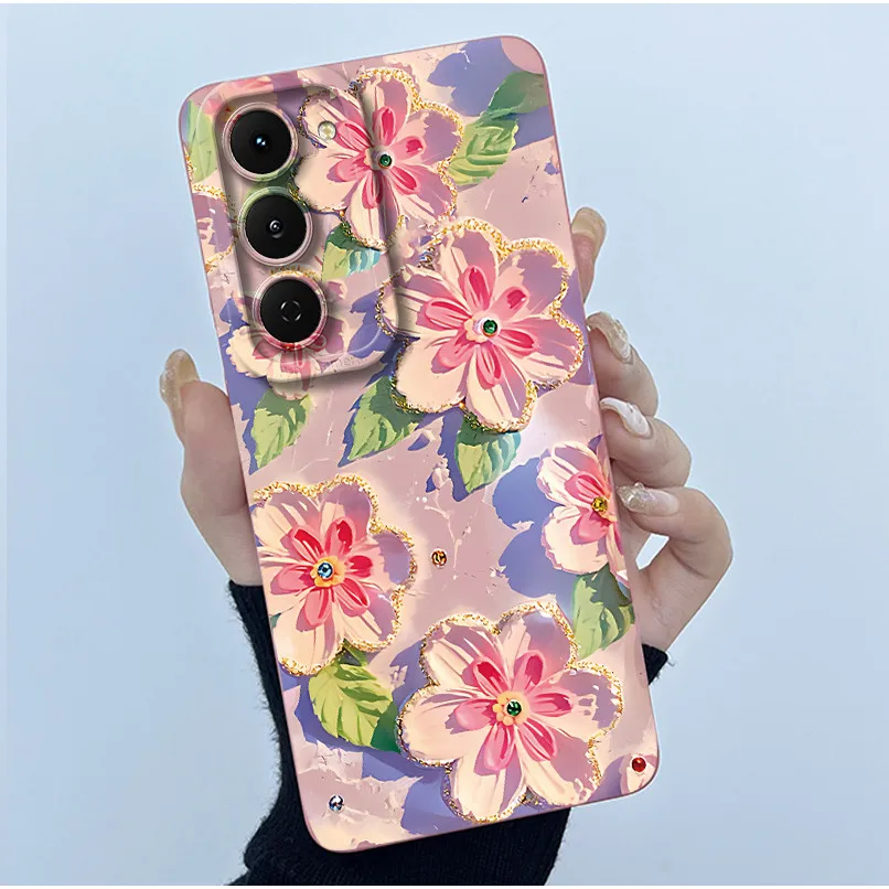 Fashion Simplicity Panda Flower Liquid Silicone Shockproof Soft Phone Case with Lens Protection
