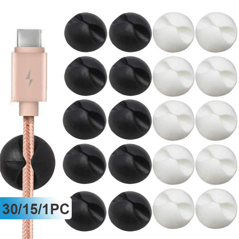 30-1PCS Mini Cable Winder Organizer USB Charging Cable Clips Desk Tidy Organiser Wire Cord Holder Protectors In Home Office Car cable organizer cable protector cable clip